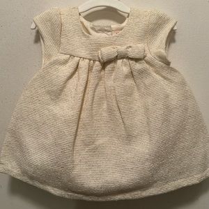 NWT Cat &Jack Ivory dress with gold thread, matching pant - SZ 3-6 months